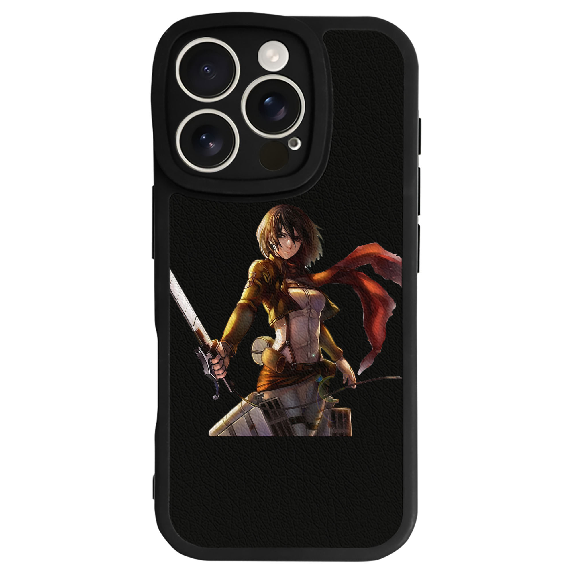 （画像用） 進撃の巨人 ミカサ·アッカーマン Attack on Titan Mikasa Ackerman 【iPhone 16シリーズ対応】シリコンスマホケース（レザー調） 材質：シリコン